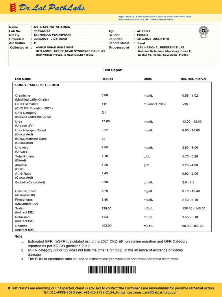 Comprehensive Lab Test Report for Ms. Sharma | PDF | Vitamin D ...