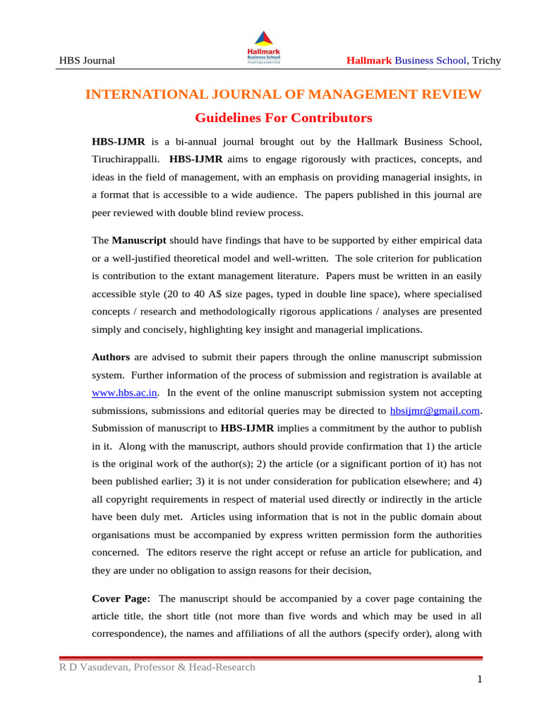 HBS-IJMR Author Submission Guidelines | PDF