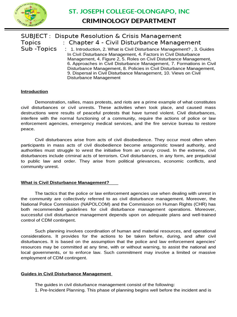 MODULE 4 Dispute Resolution Crisis Management 2nd Sem - Docx | PDF ...