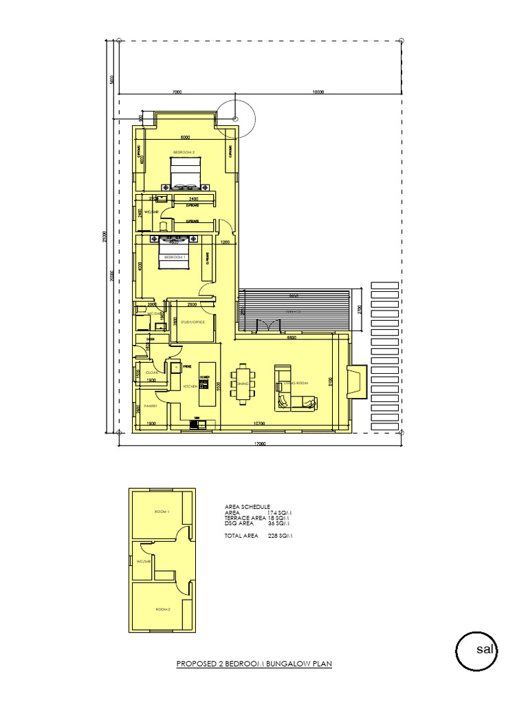 2 Bedroom Bungalow Floor Plan | PDF