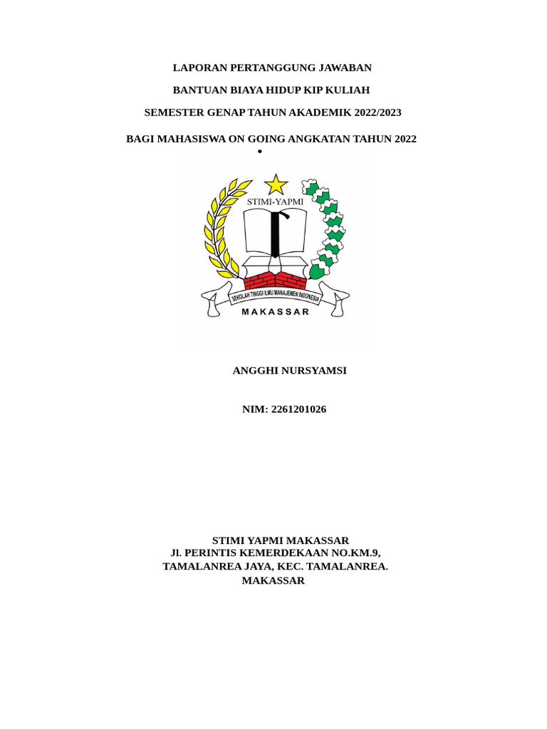 Laporan KIP Kuliah Mahasiswa STIMI | PDF