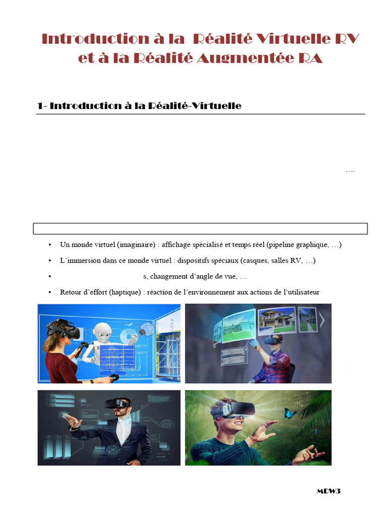 Introduction à la RV et RA | PDF | Réalité augmentée | Réalité virtuelle