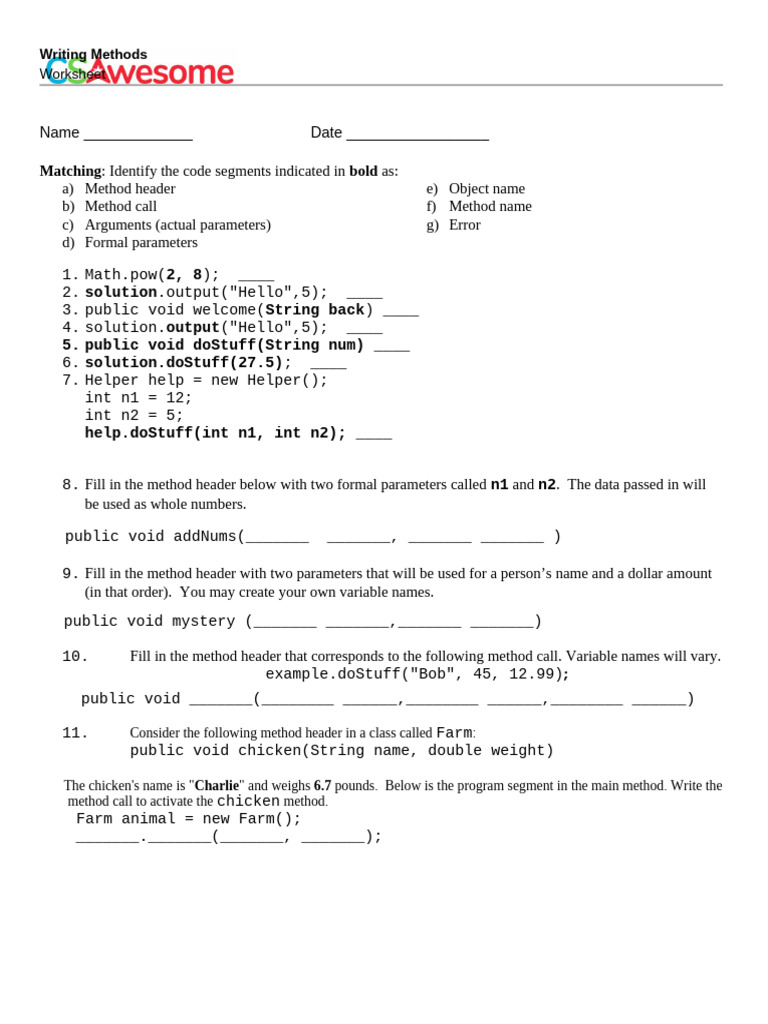 Understanding Method Components in Programming | PDF