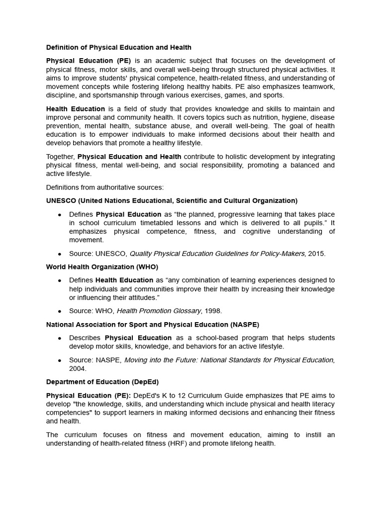 Understanding Physical and Health Education | PDF | Physical Education ...