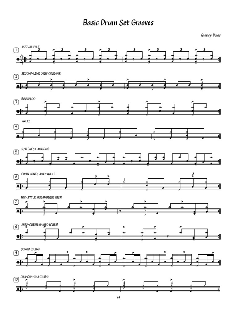 Essential Drum Set Grooves - v4 | PDF | Musicology | Musical Subgenres