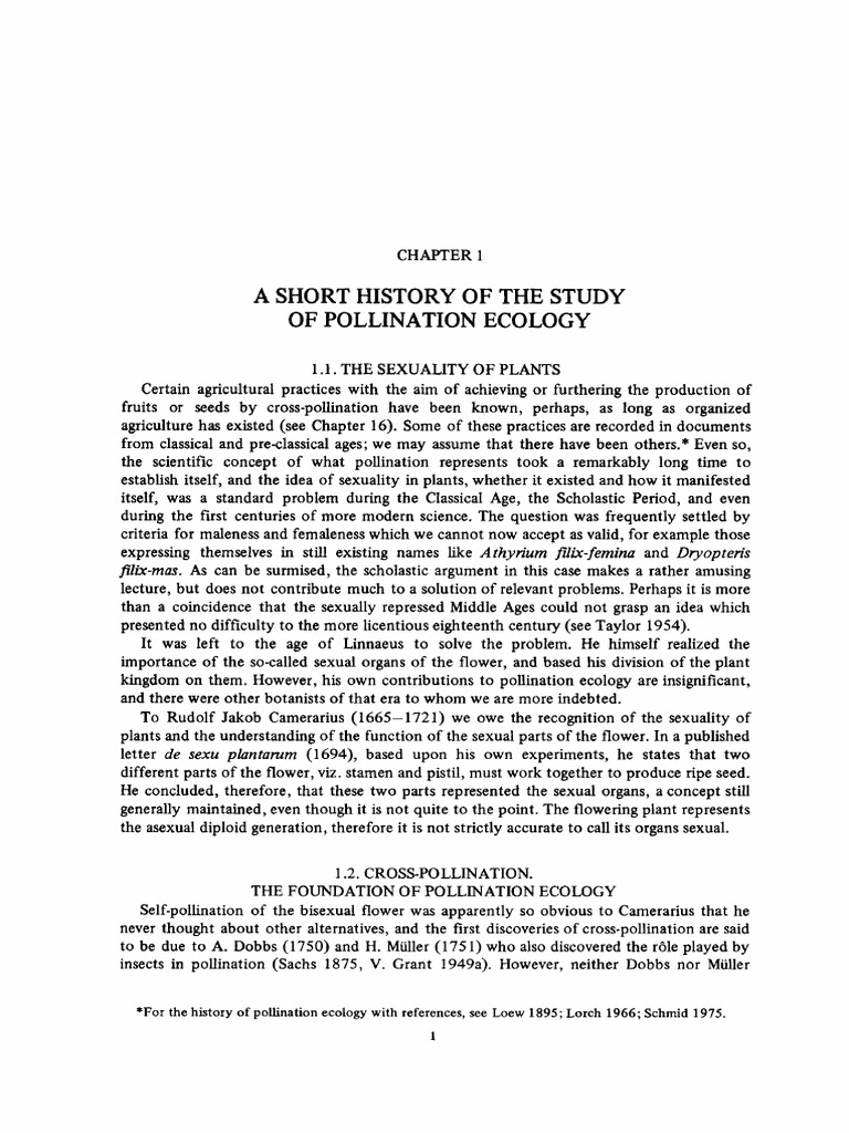 History of Pollination Ecology Study | PDF | Flowers | Pollination
