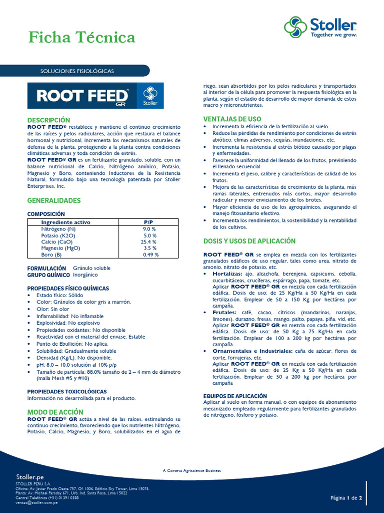 Ficha Técnica de ROOT FEED® GR