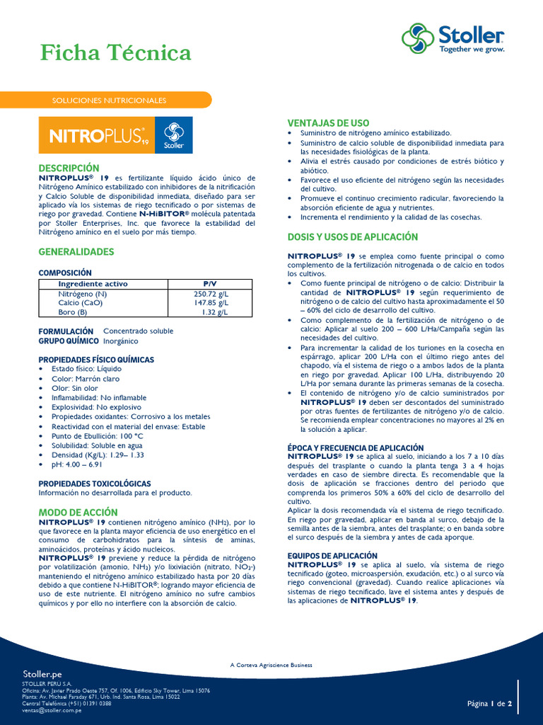 FT Nitroplus 19 | PDF | Nitrógeno | Agua