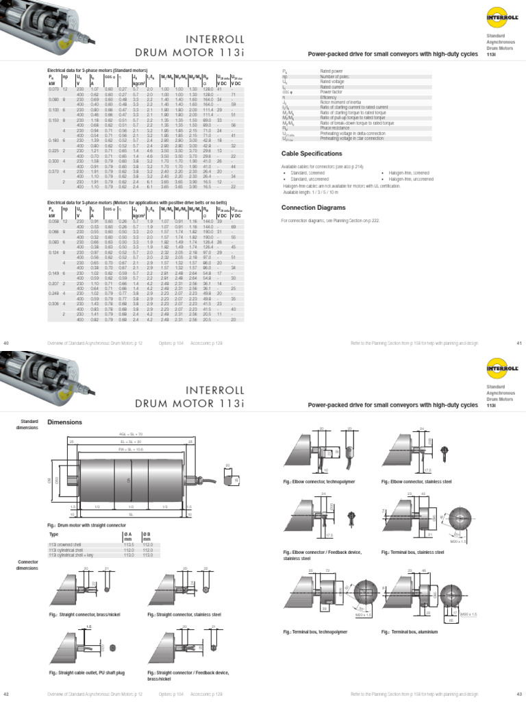 Interroll Drum Motor 113i Specifications | PDF | Electric Motor | Power ...