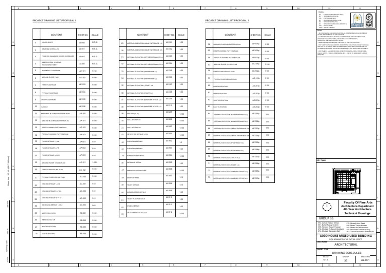 Project Drawing List Overview | PDF | Basement | Architectural Design