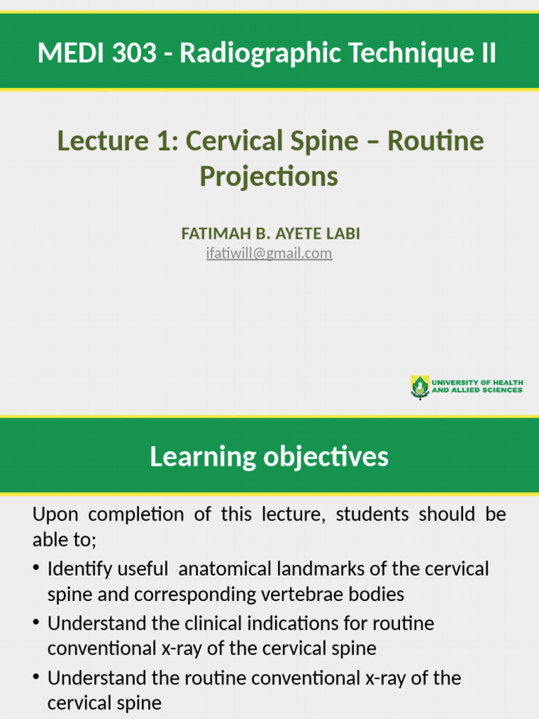 Lateral Projection of Cervical Vertebra | PDF | Vertebra | Vertebral Column