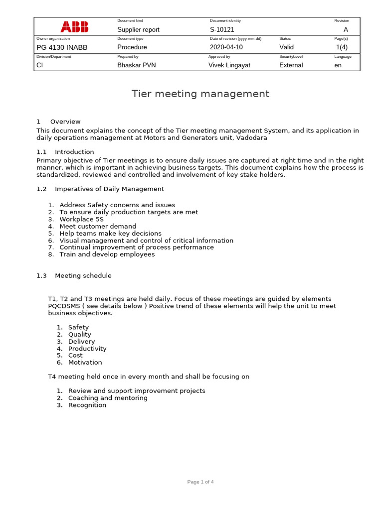 Tiered Meeting Management Overview | PDF | Economies | Business