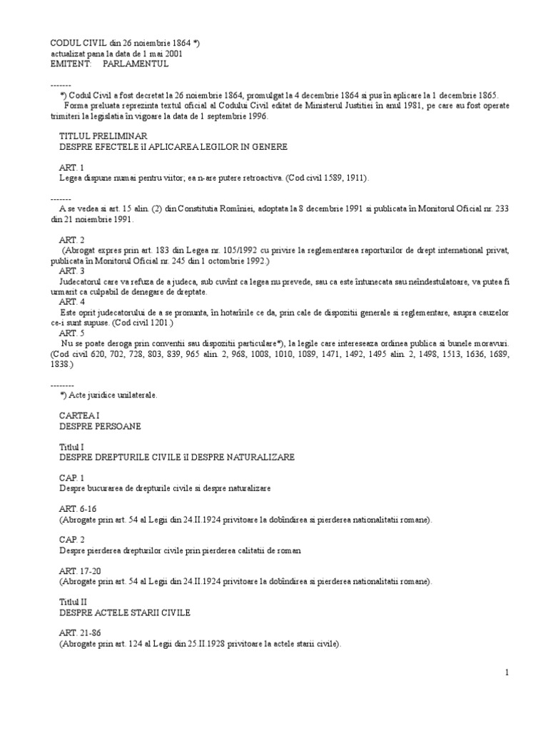 Codul Civil Pdf Vechi