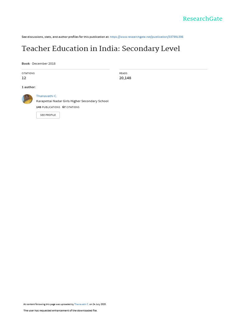 Teacher Education in India: Secondary Level | PDF | Teachers | Guru