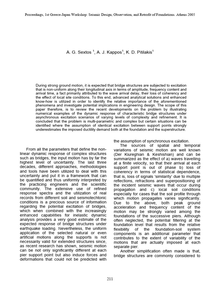1st Greece-Japan Workshop Sextos Etal2005 | PDF | Spectral Density | Waves