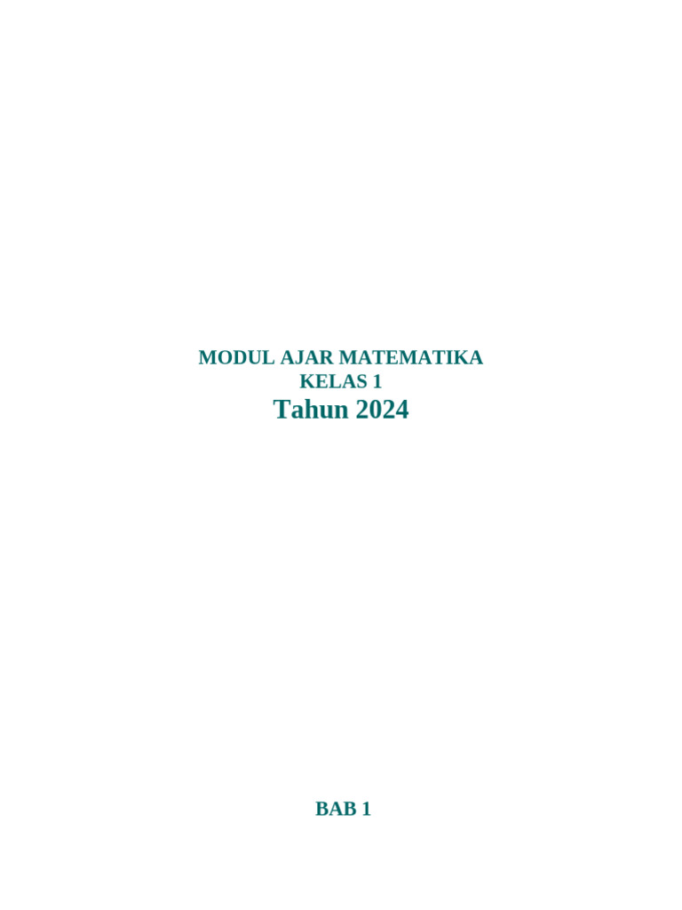 Modul Ajar Matematika Kelas 1 SD | PDF