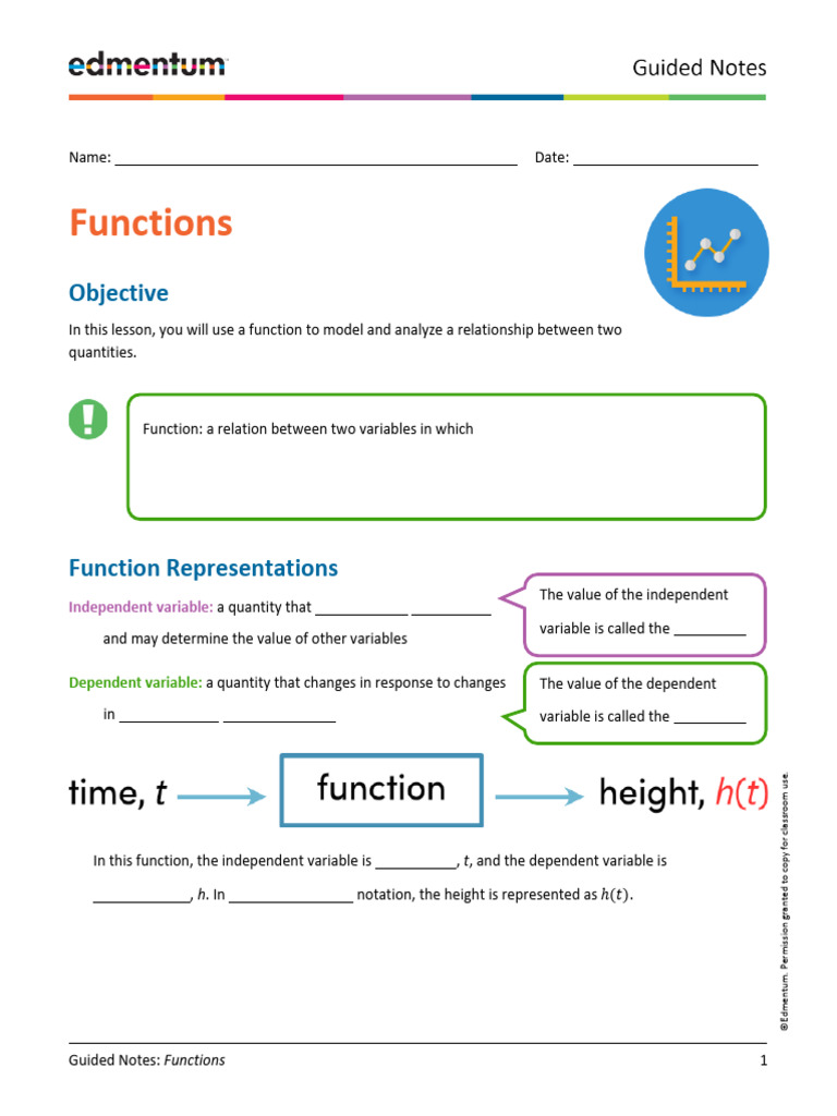 Guided Notes - TX A1.03 Functions | PDF | Function (Mathematics ...
