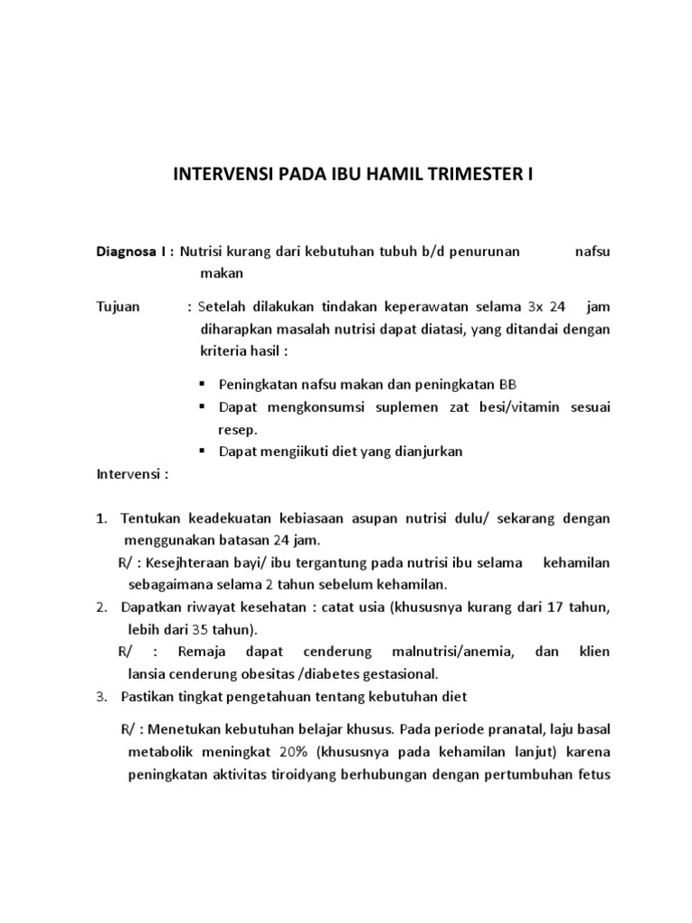 Intervensi Pd Kehamilan Trimester I
