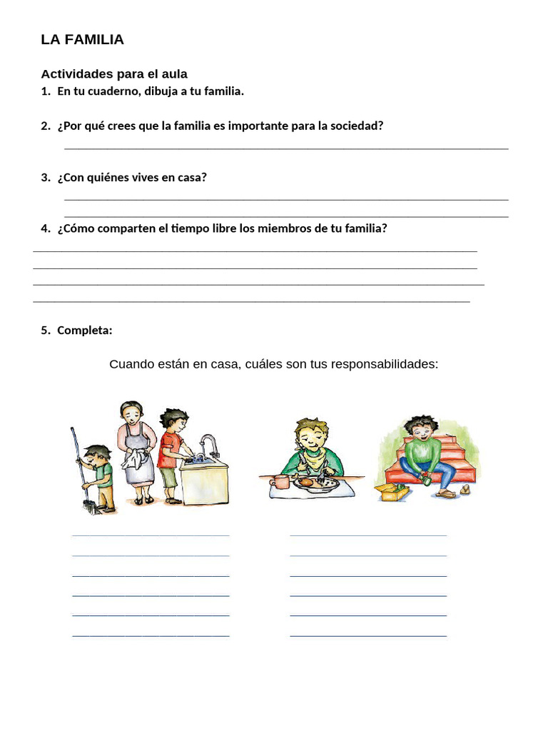 Actividades sobre la familia en el aula | PDF