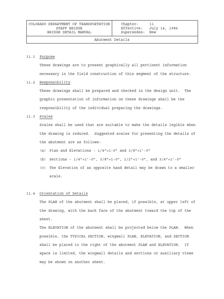 Colorado Bridge Abutment Details Guide | PDF | Concrete | Precast Concrete