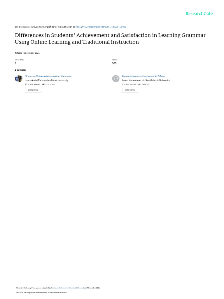 Differences in Students Achievement and Satisfaction in Learning ...