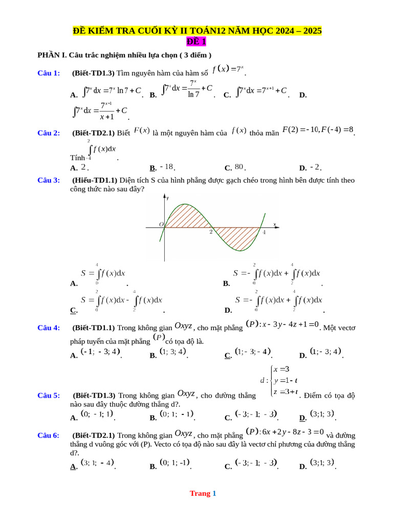 Bo de Thi HK2 Toan 12 KNTT | PDF