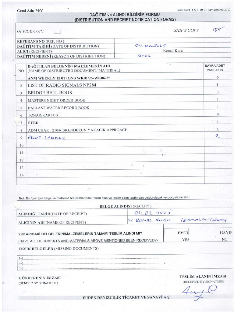 Ship Document Distribution Record | PDF