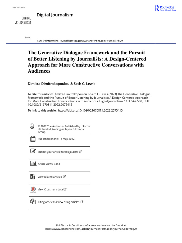 Generative Dialogue Framework for Journalists | PDF | Design Thinking ...