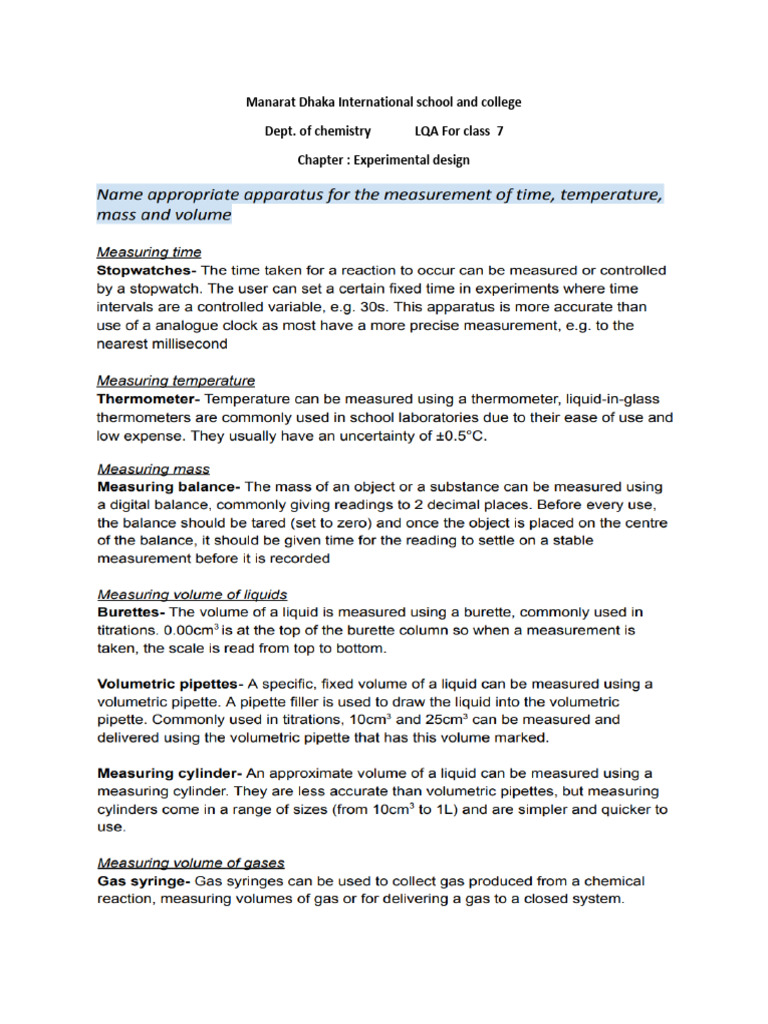 Lqa Class 7 Exp Design | PDF
