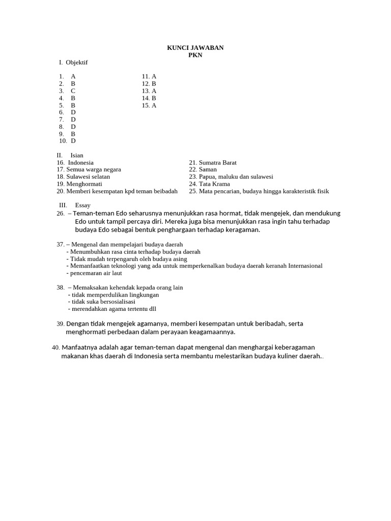 Kunci Jawaban PKN PDF