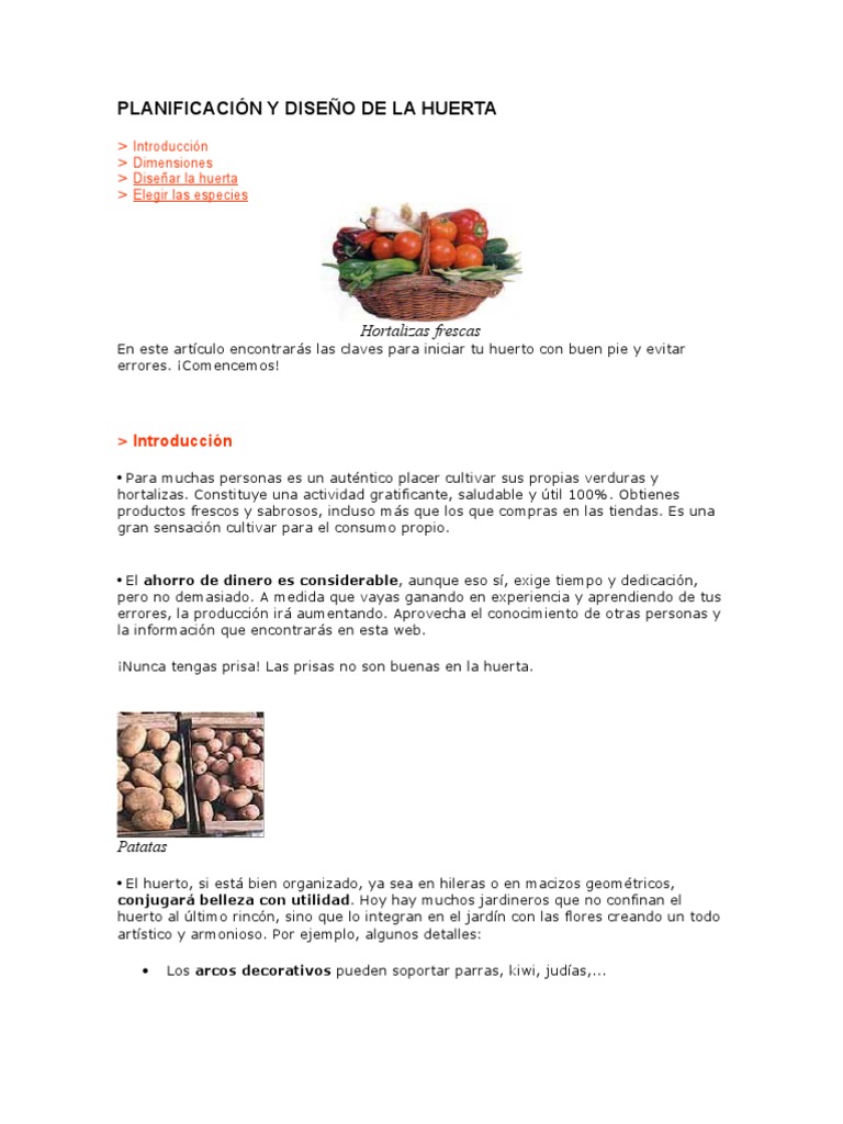 Planificación y Diseño de La Huerta | PDF | Fertilizante | Suelo, image size:768x1024
