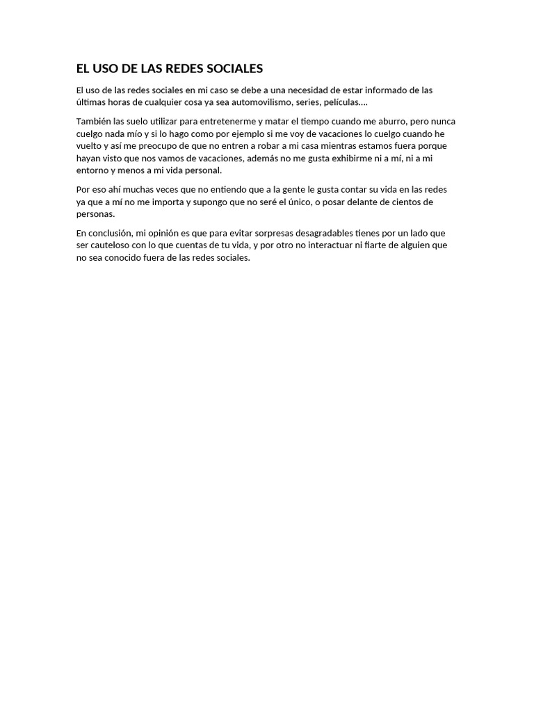 El Uso de Las Redes Sociales | PDF