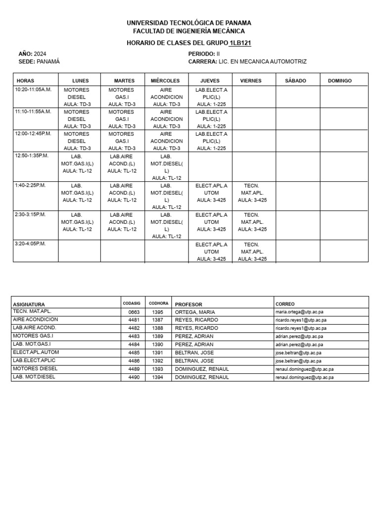 Horario Grupo | PDF