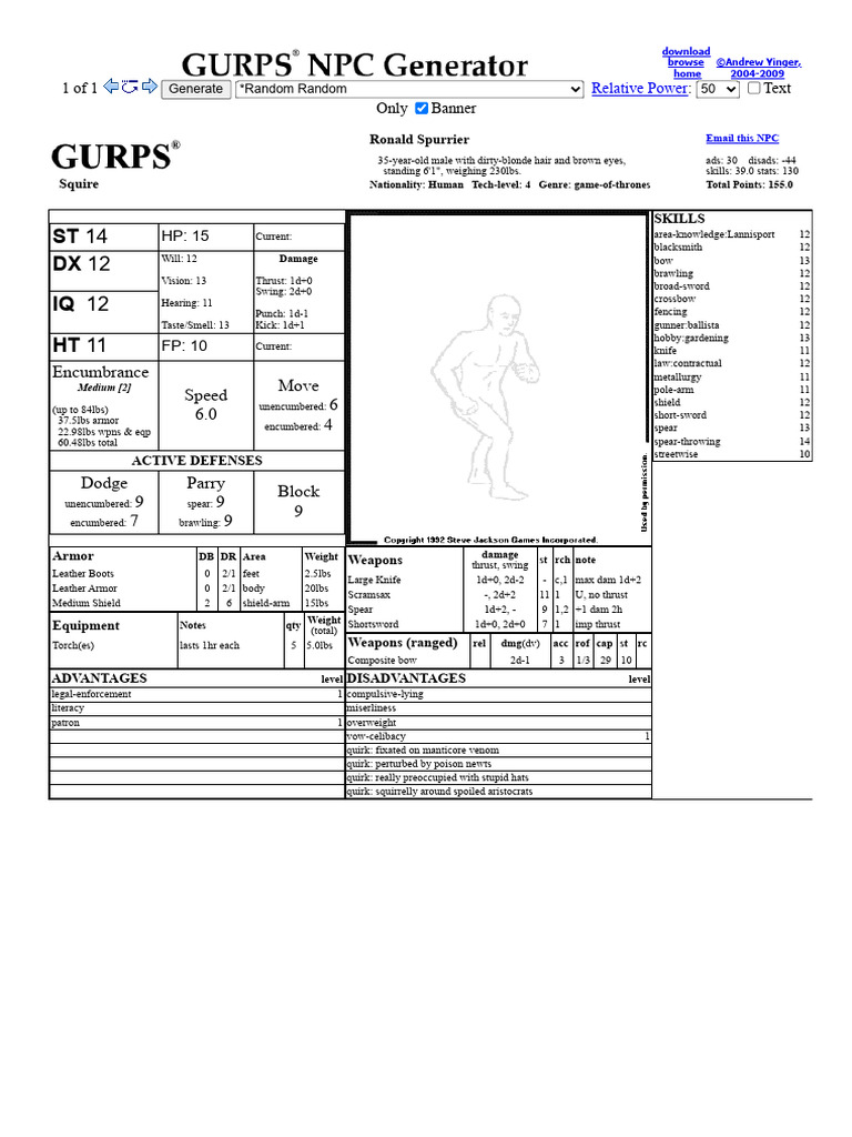NPC Character Generator for RPGs | PDF