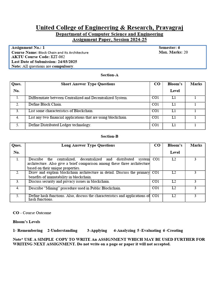 Blockchain Architecture Assignment 2024-25 | PDF