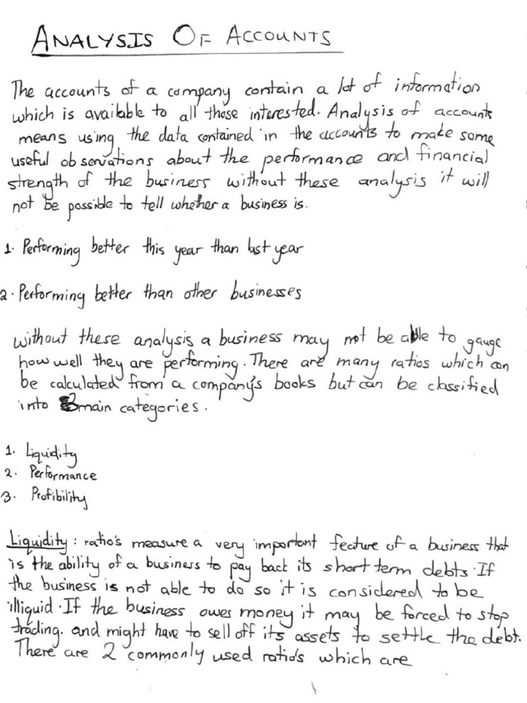 Analysis of Accounts | PDF