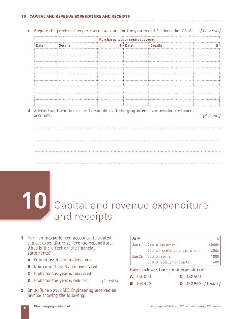 Cambridge IGCSE and O Level Accounting Workbook | PDF | Depreciation ...