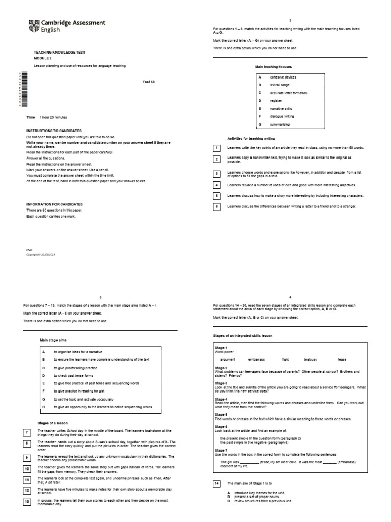 TKT 2 Cambridge | PDF | Adjective | Adverb