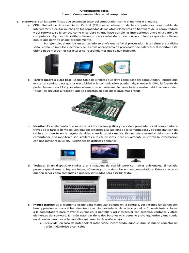 Componentes Básicos del Computador | PDF | Hardware de la computadora ...