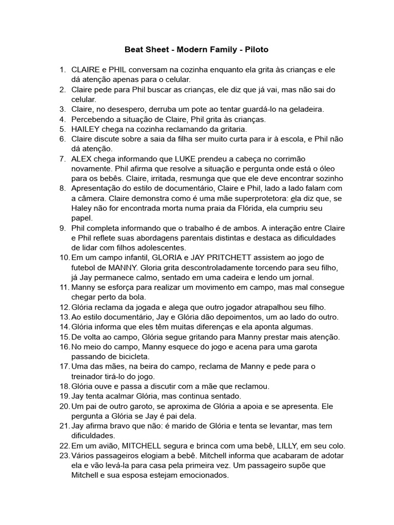 Beat Sheet Modern Family Piloto | PDF