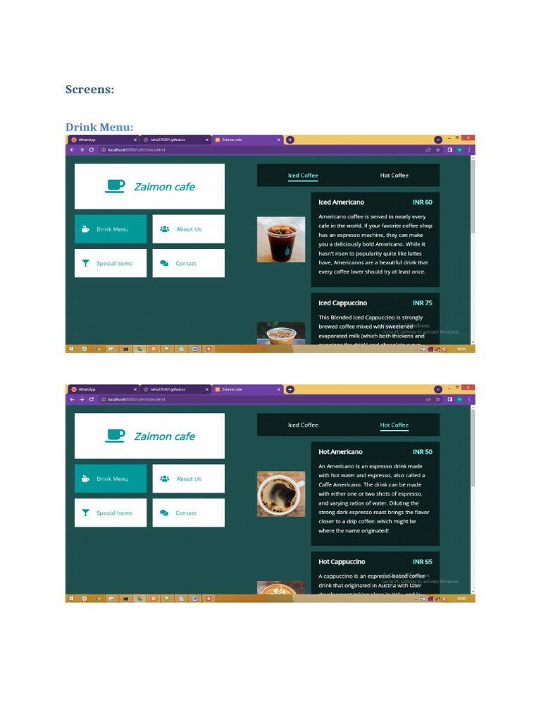 Project Report Cafe | PDF