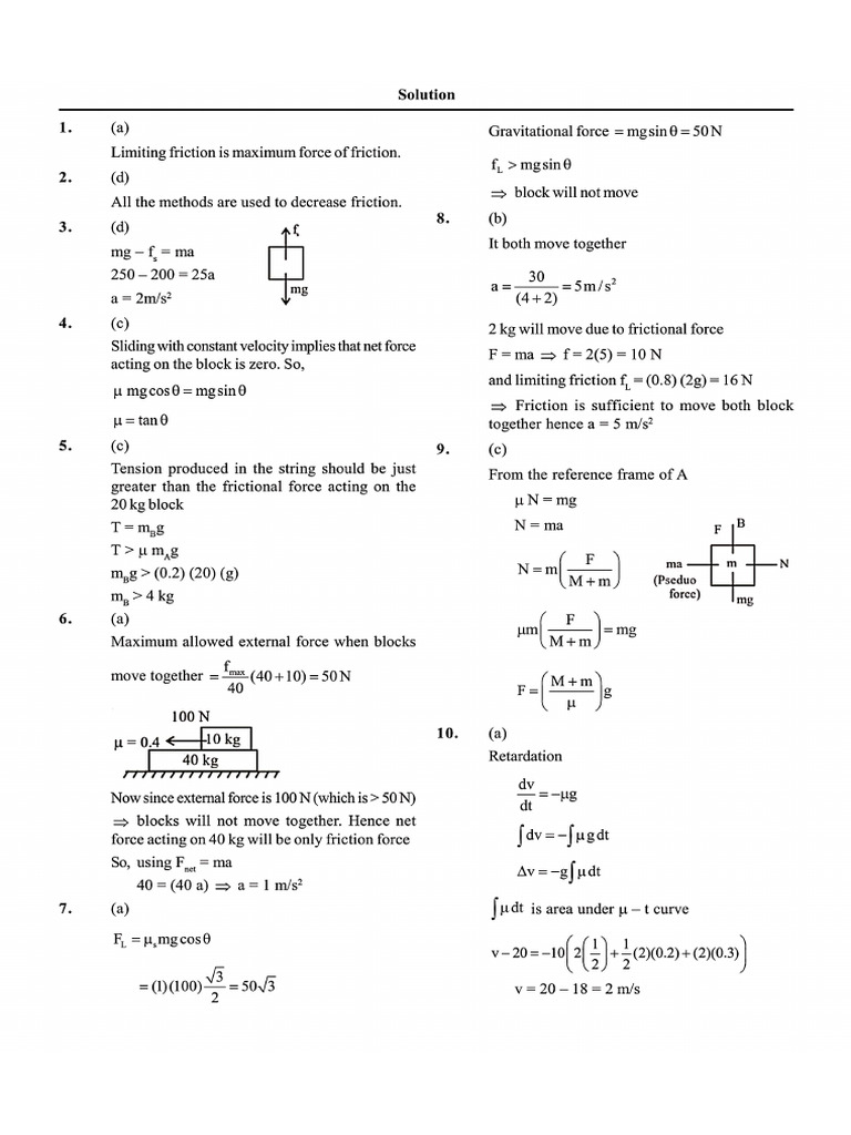 Test 24 Physics Friction 19092024 | PDF