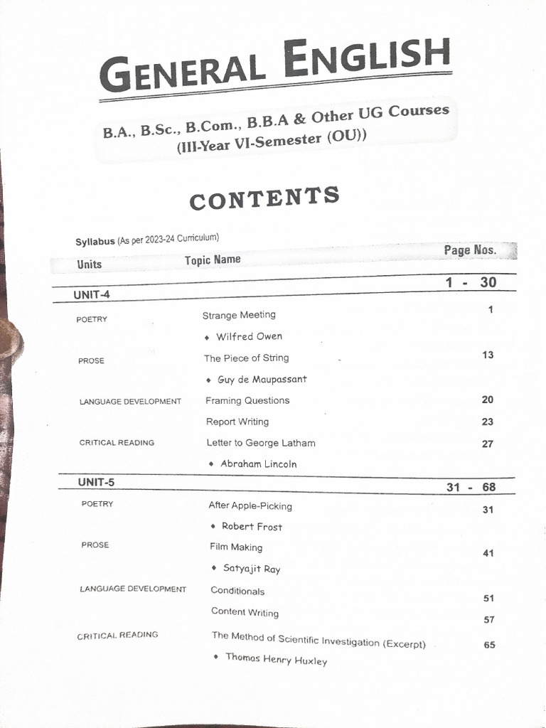 English Sem - 6 | PDF