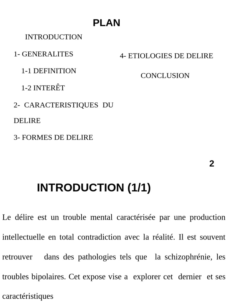 Étiologies et caractéristiques du délire | PDF | Délire | Paranoïa