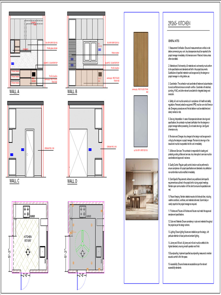 Rev1 Flat Kitchen Wall ElevationAndOther Layout | PDF | Specification ...