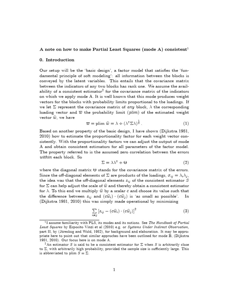 How To Make Pls Consistent | PDF | Covariance Matrix | Covariance