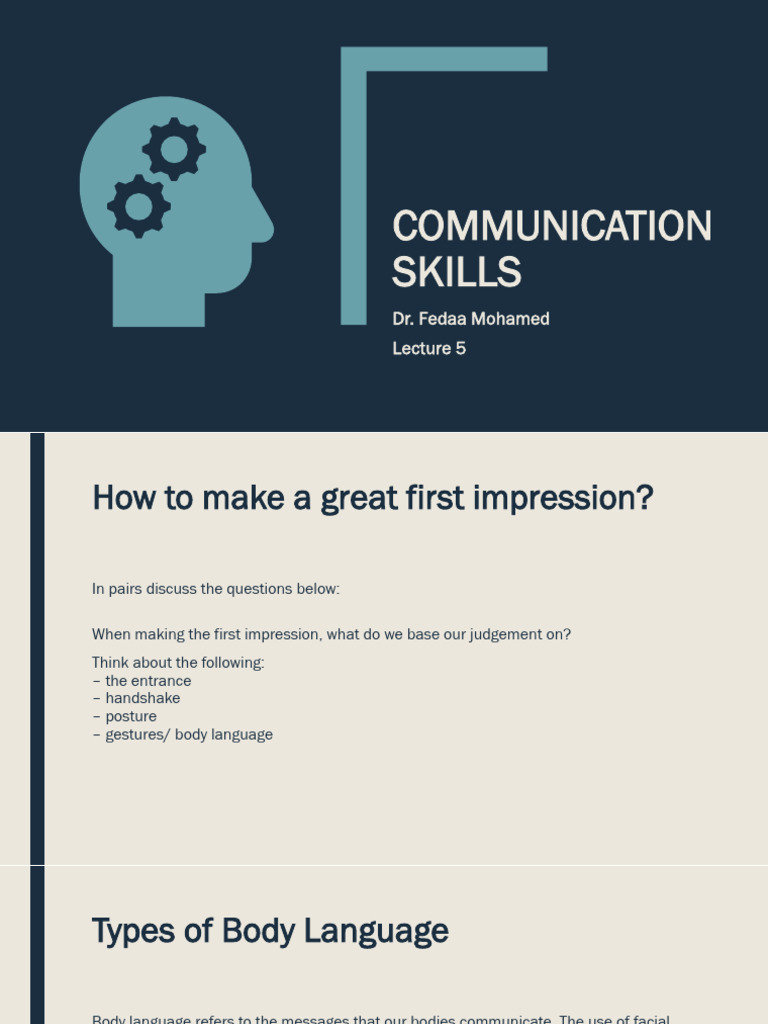 Communication Skills Lecture 5 | PDF | Body Language | Nonverbal ...