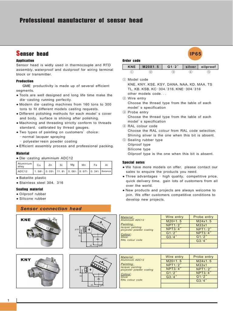 Details of Sensor Heads | PDF | Chemical Substances | Metals