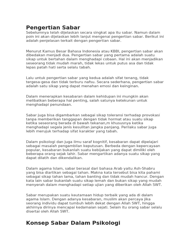 Pengertian dan Konsep Sabar | PDF