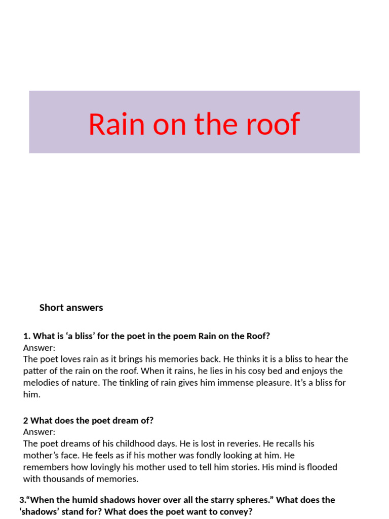 Rain On The Roof Practice | PDF | Rain